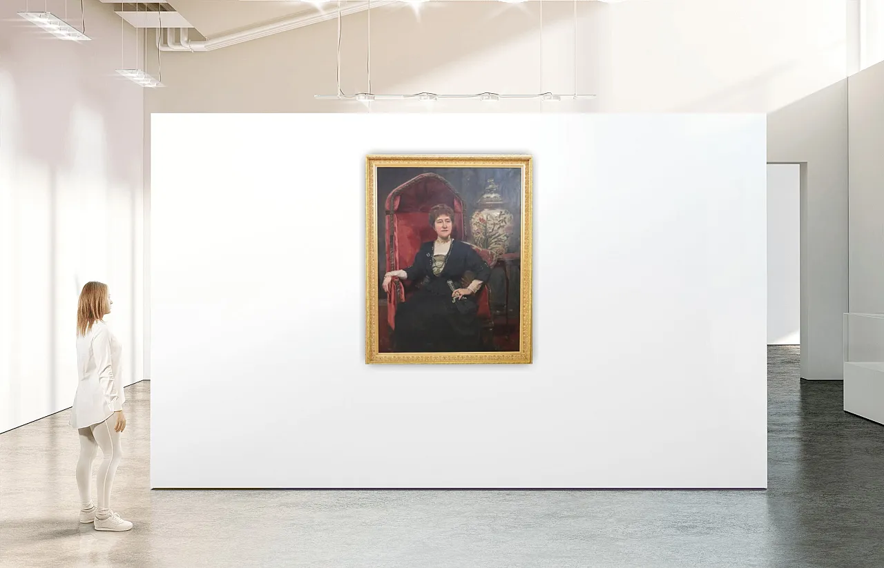 Dipinto olio su tela, Ritratto di signora, firmato e datato 1913 2
