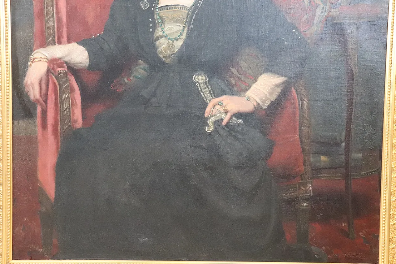 Dipinto olio su tela, Ritratto di signora, firmato e datato 1913 7