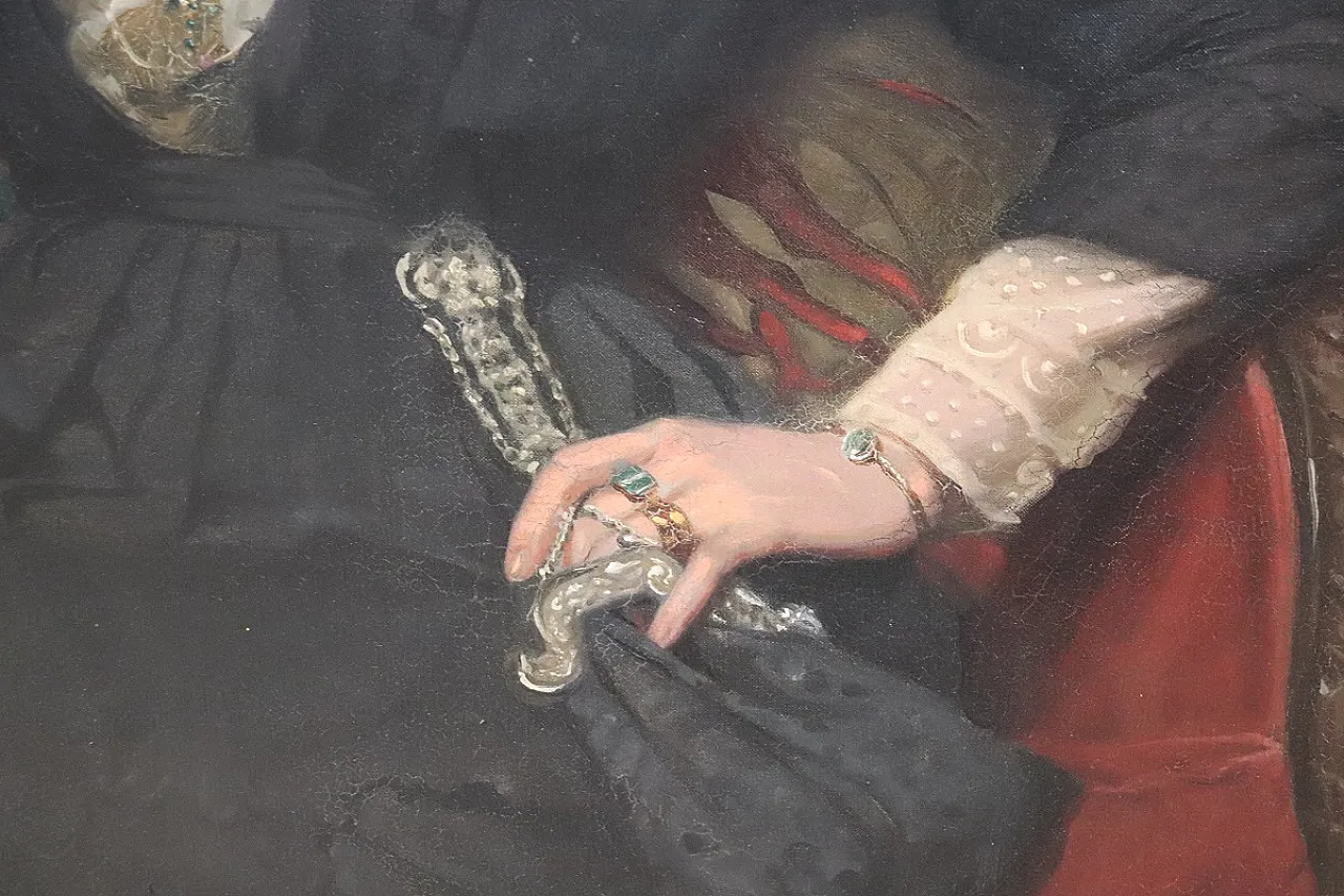 Dipinto olio su tela, Ritratto di signora, firmato e datato 1913 10