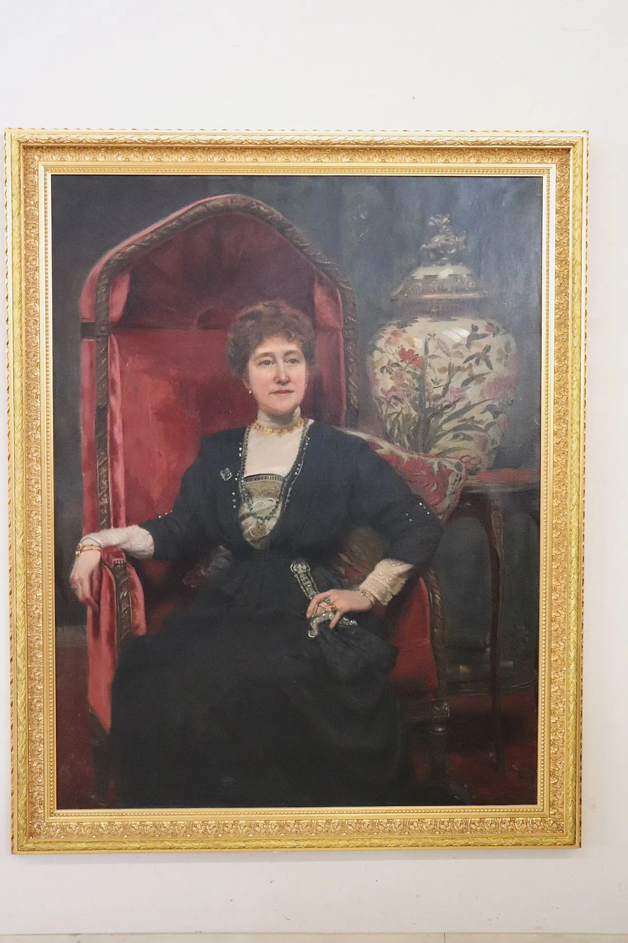 Dipinto olio su tela, Ritratto di signora, firmato e datato 1913 14