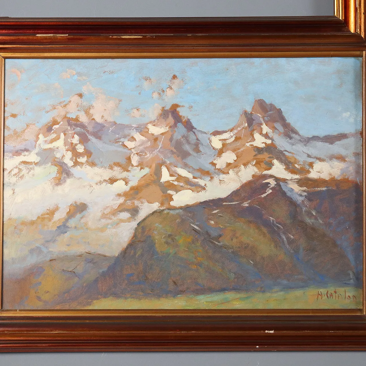 3 Dipinti ad olio su cartone, con cornice, '900 4