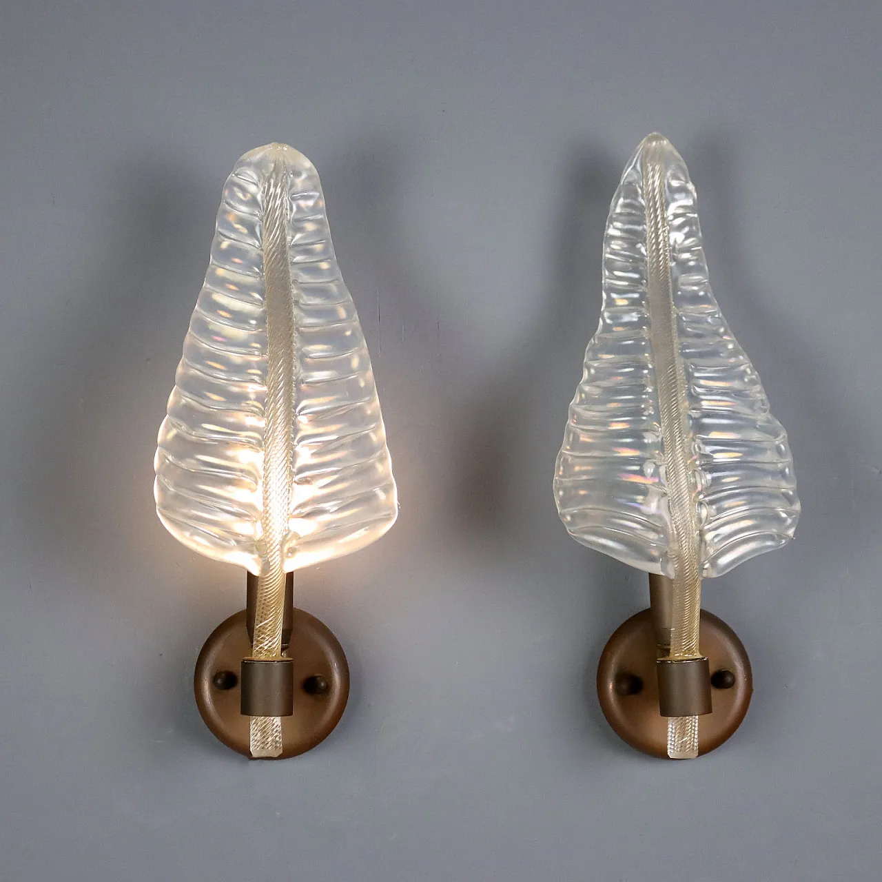 Coppia di lampade da parete in vetro di Murano, '900 1