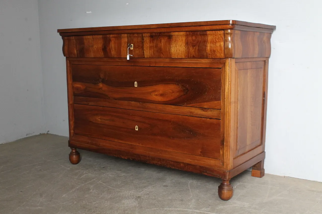 Comò cassettone cappuccino Carlo X in noce, 1820 16