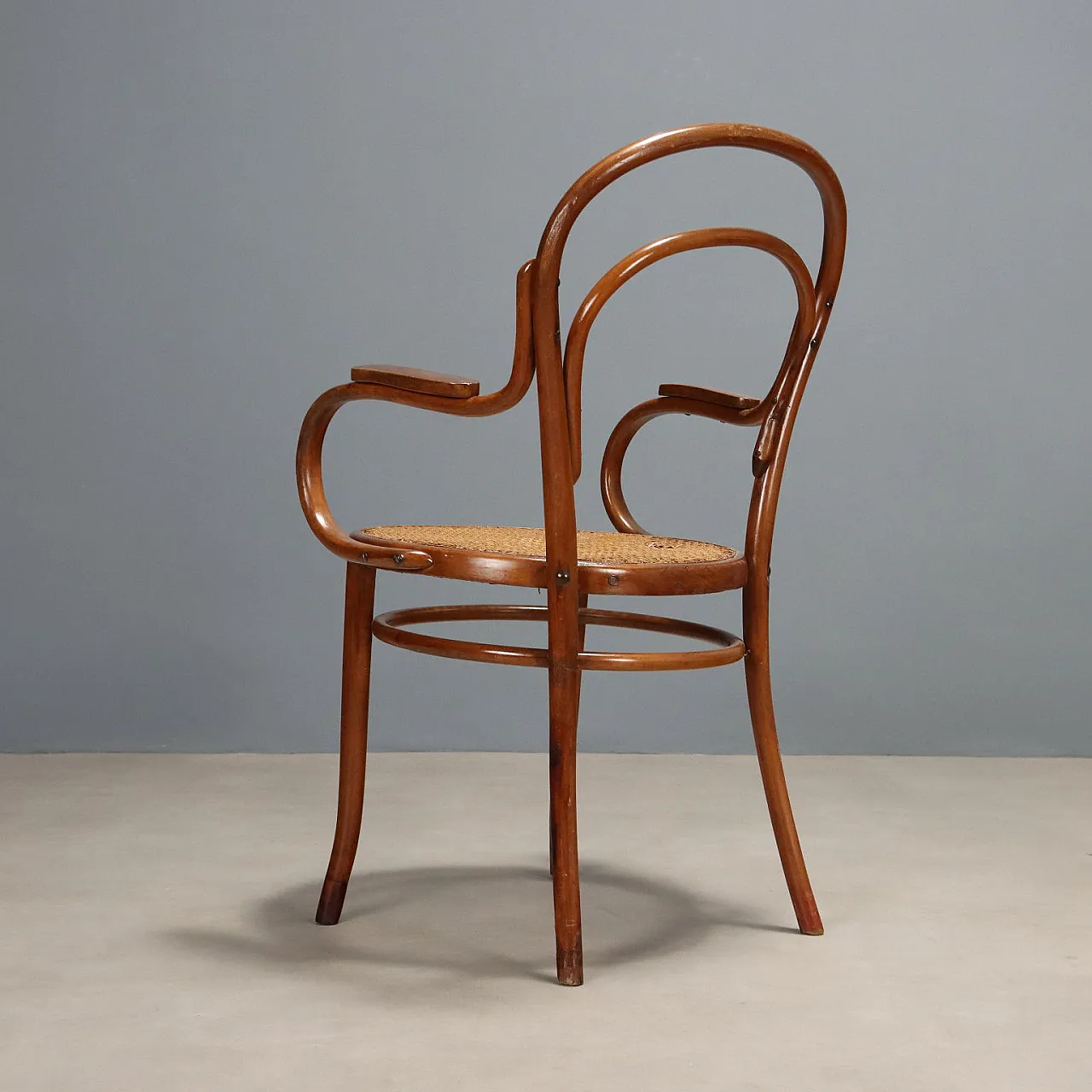 Poltrona Thonet in faggio con seduta in canna, fine '800 10