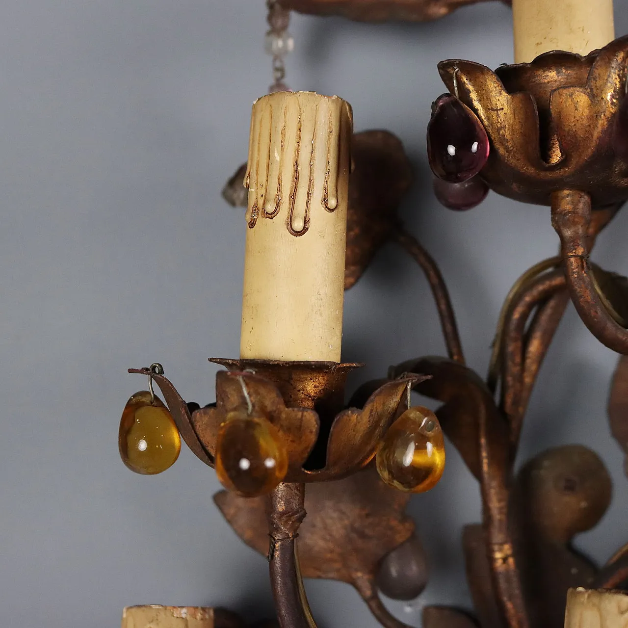 4 Gilded iron and sheet metal wall sconces, late 19th century 3