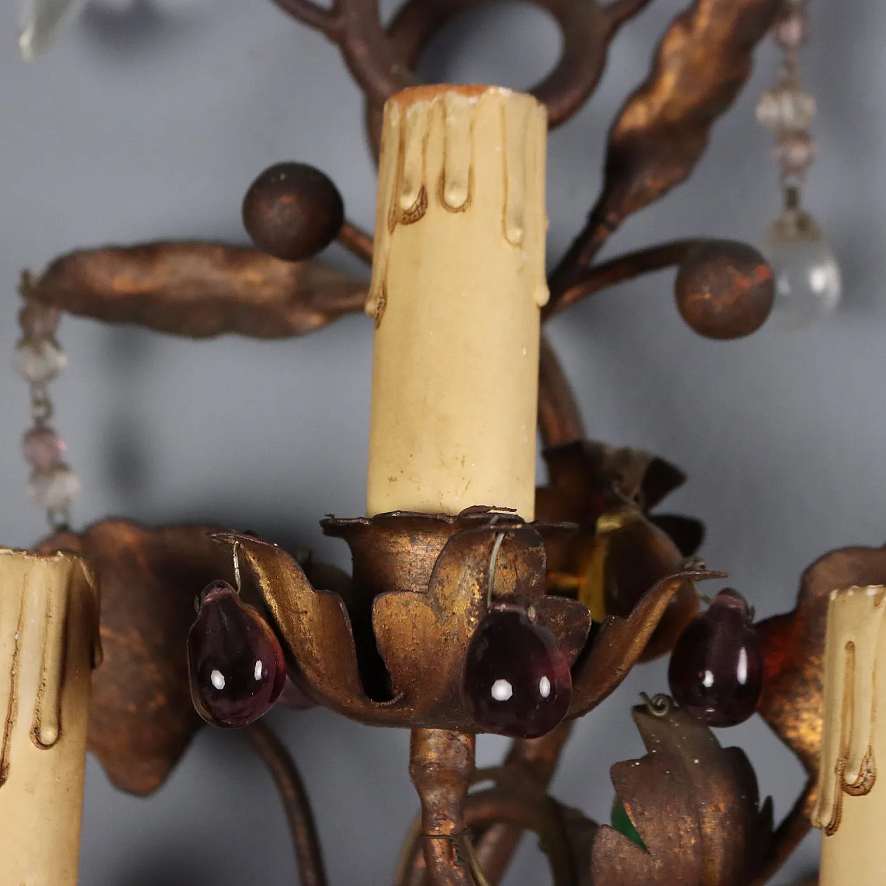 4 Gilded iron and sheet metal wall sconces, late 19th century 6