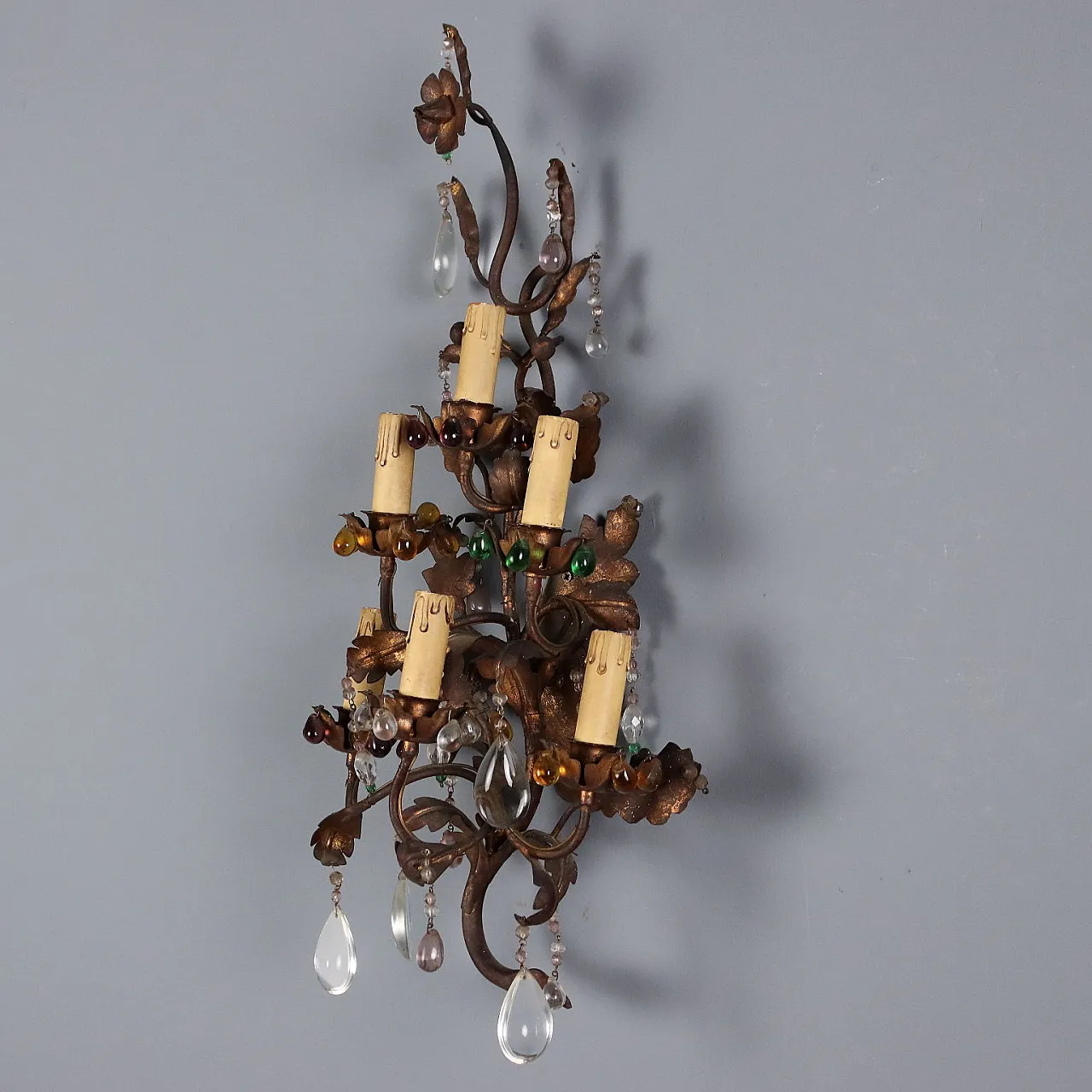 4 Gilded iron and sheet metal wall sconces, late 19th century 7