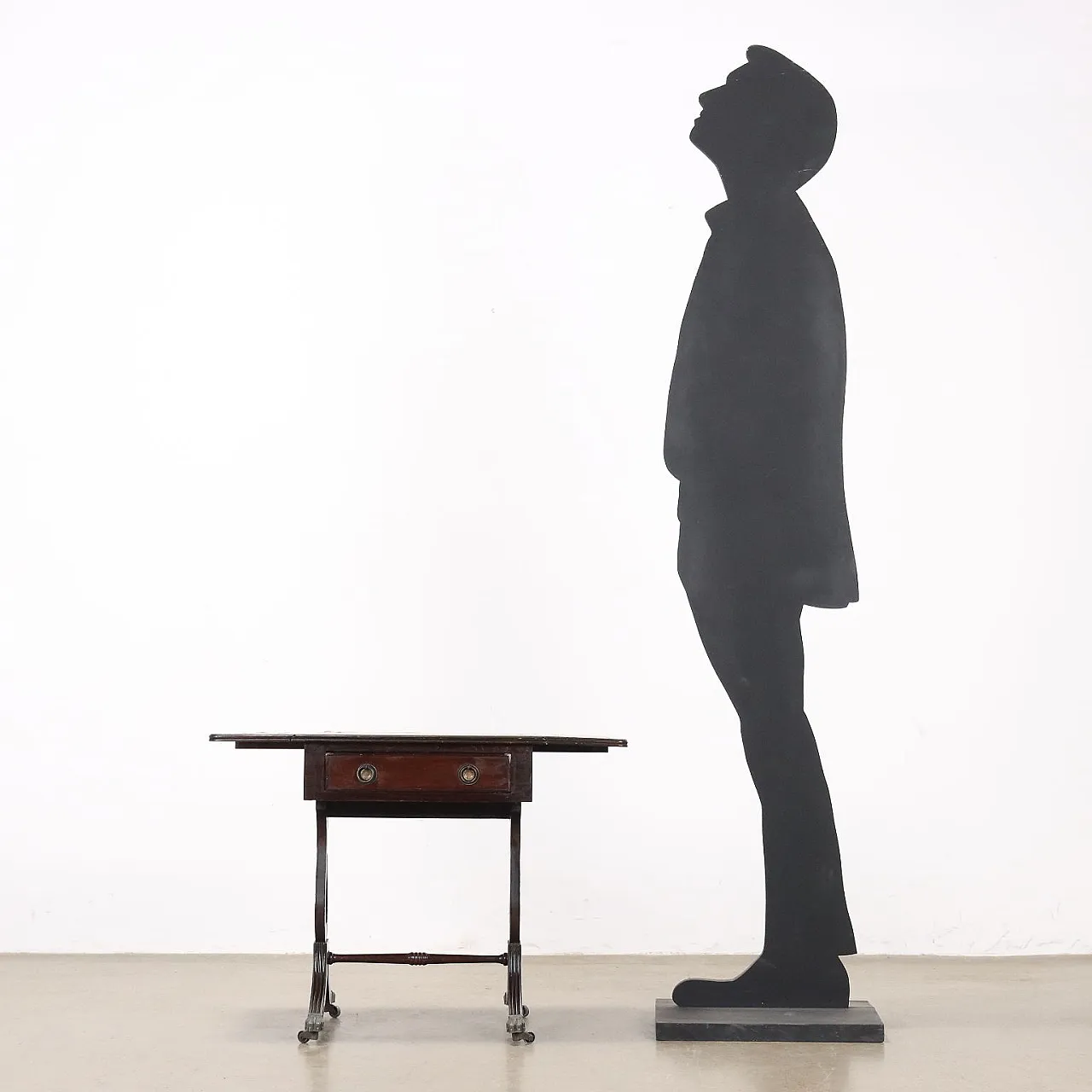 Tavolino allungabile in legno e pelle, '900 2