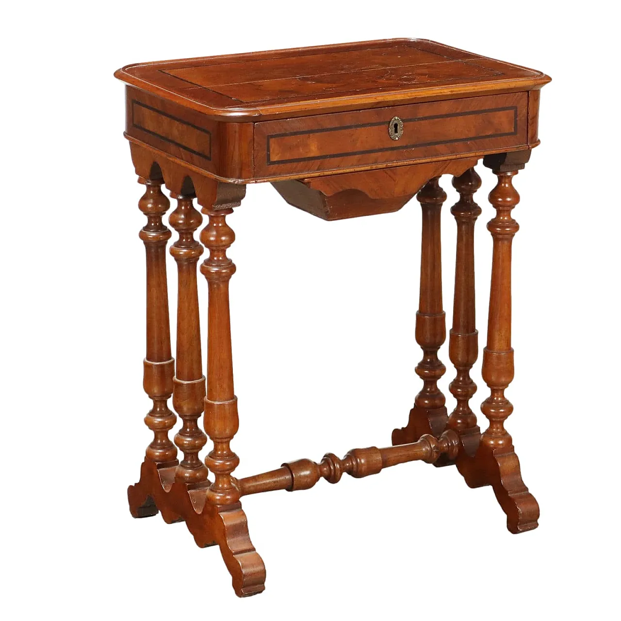 Tavolo da lavoro in noce a cassetti, '800 1