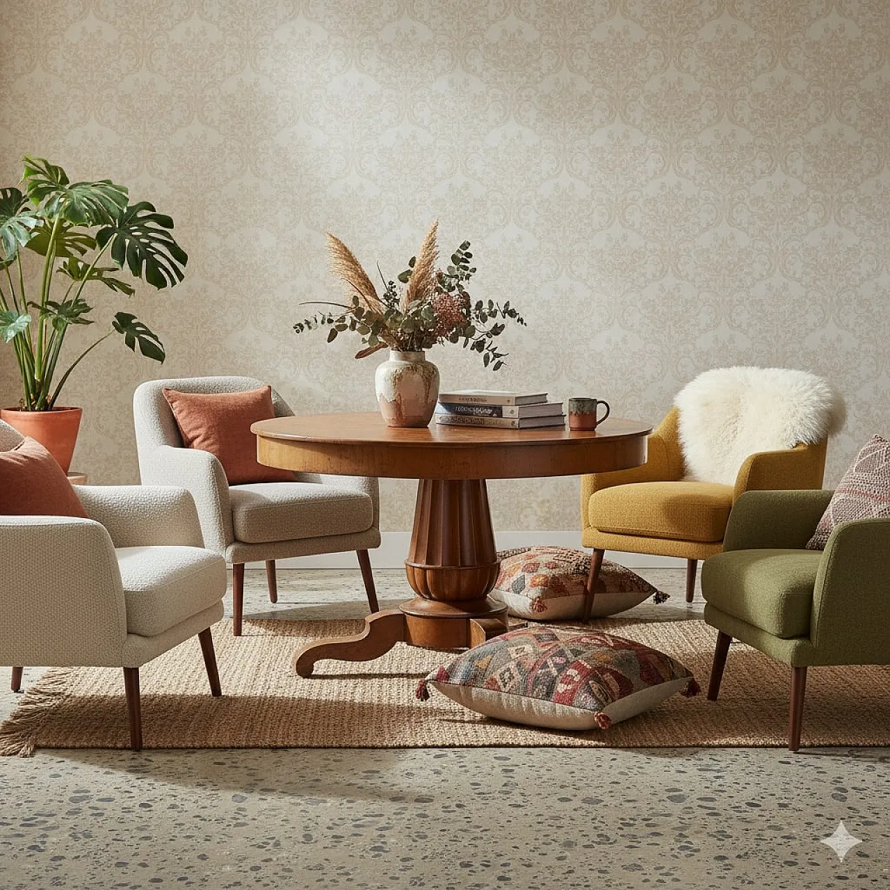 Tavolo rotondo in noce con cassetto, '800 2