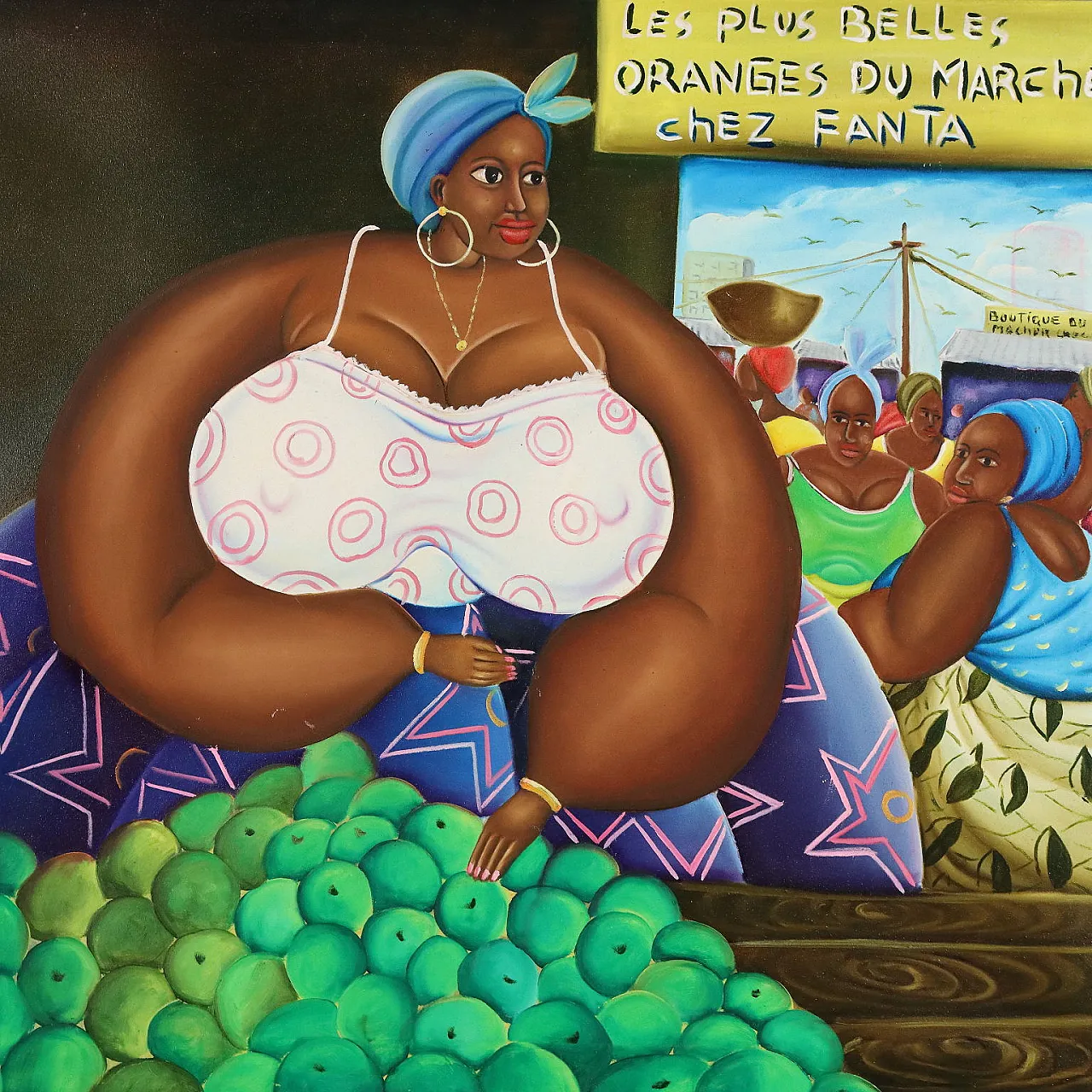 Oil painting on canvas in the naive style, 2000s 3