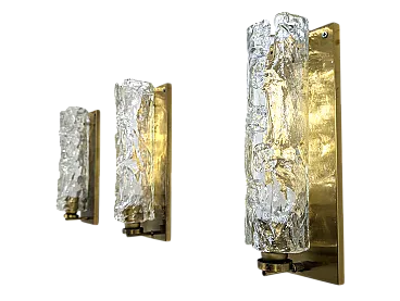 3 applique in vetro e ottone, anni '70