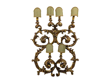 Applique a sei luci in legno intagliato e dorato in stile Luigi XV
