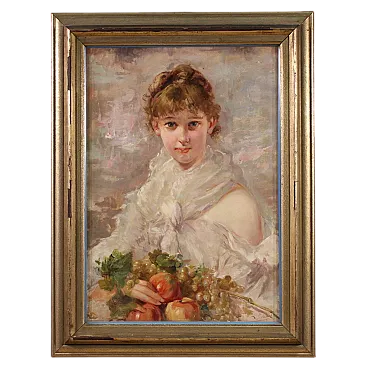 Italian painting signed portrait of a girl, 20th century