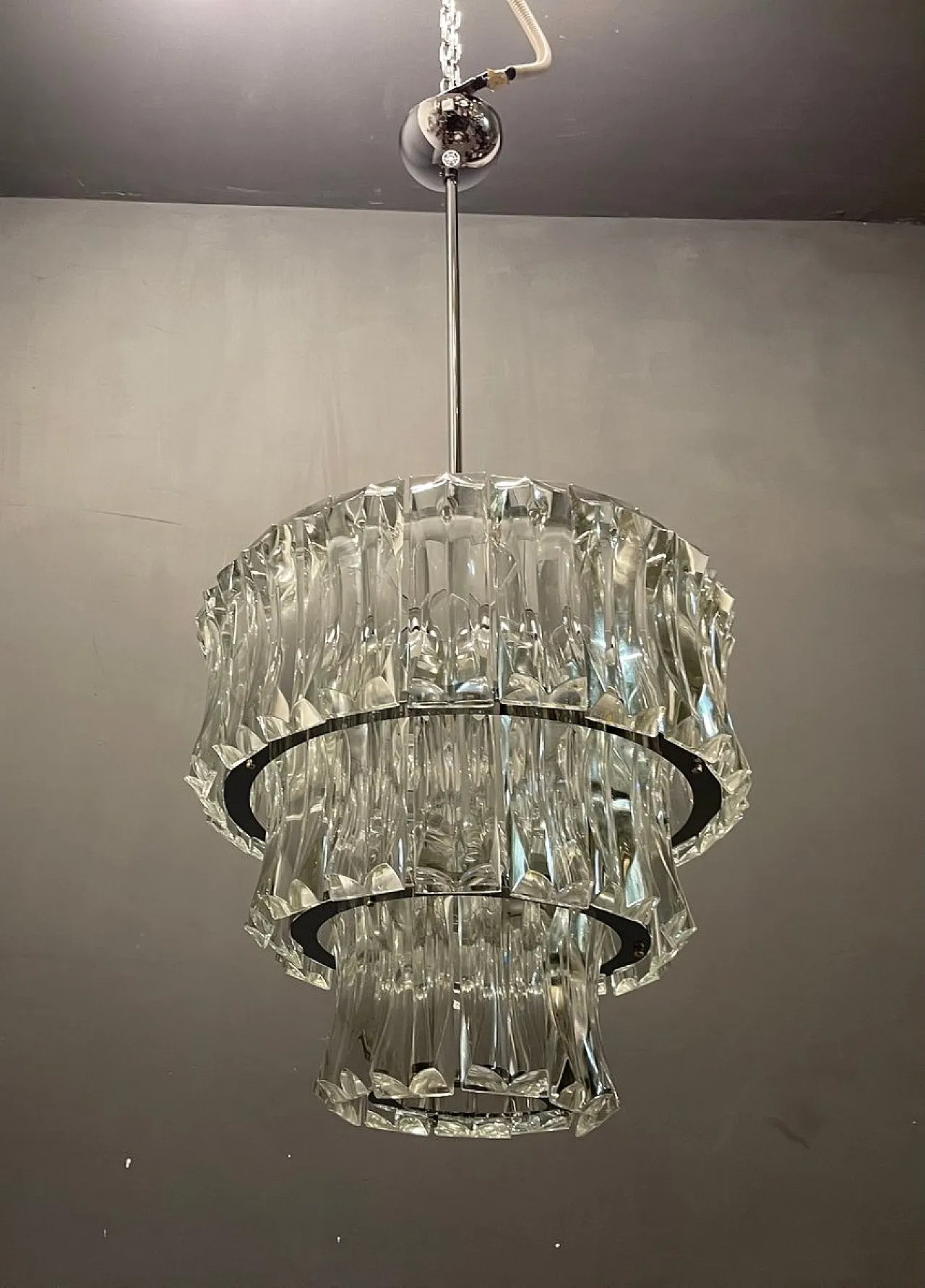 Lampadario Mid-Century in vetro di Murano 1