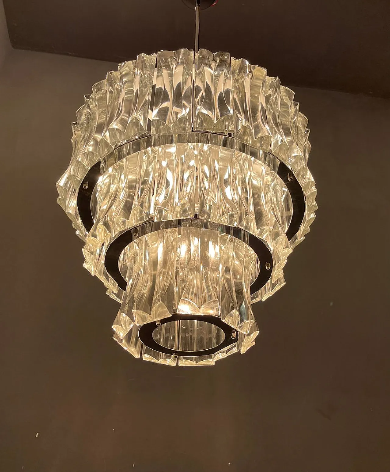 Lampadario Mid-Century in vetro di Murano 3