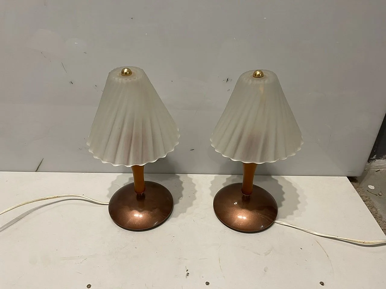 Pair of Italian Murano glass table lamps, 80s 1