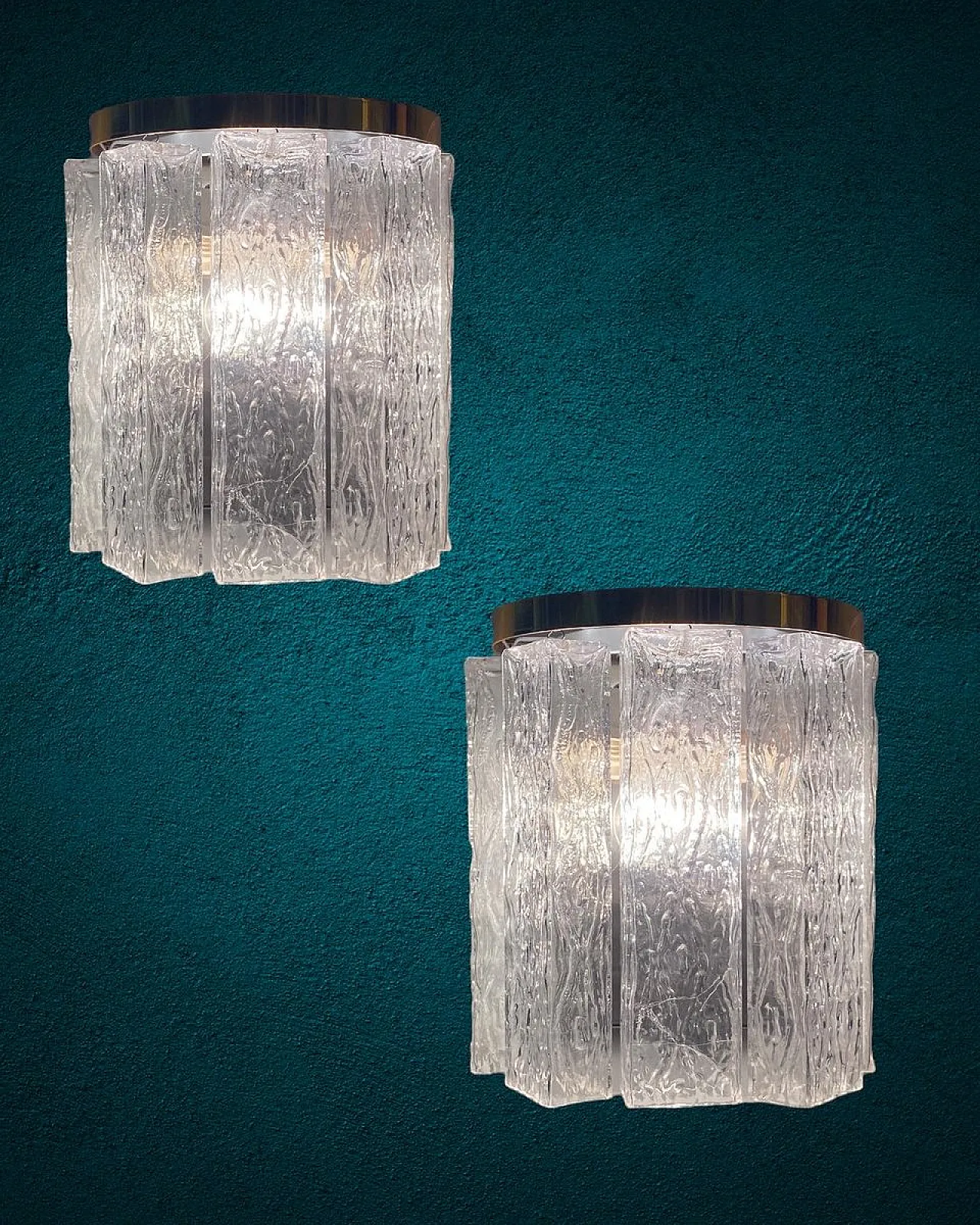 Pair of Mid-Century Italian Murano Glass Sconces, 70s 2
