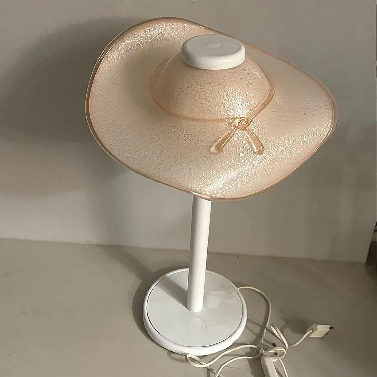 Pair of Mid-Century Italian Murano Glass Table Lamps,  80s 2