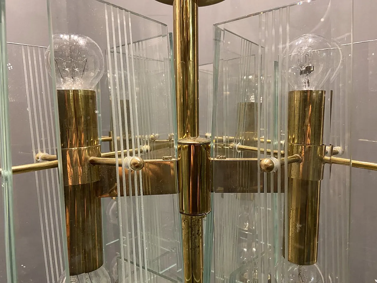 Mid-Century Architectural Chandelier by Sciolari 9