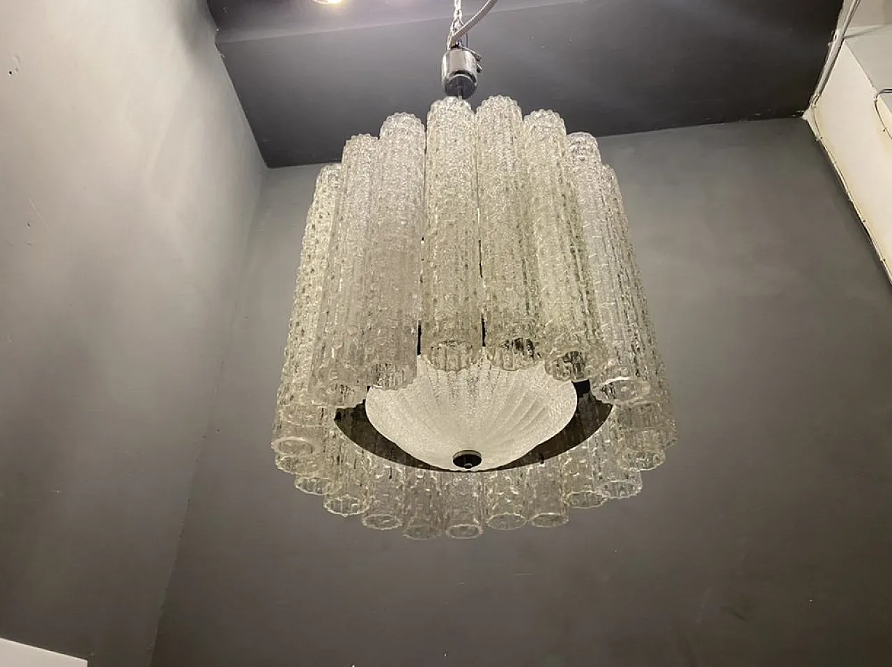 Lampadario Mid-Century in vetro di Murano di Toni Zuccheri, anni '70 4