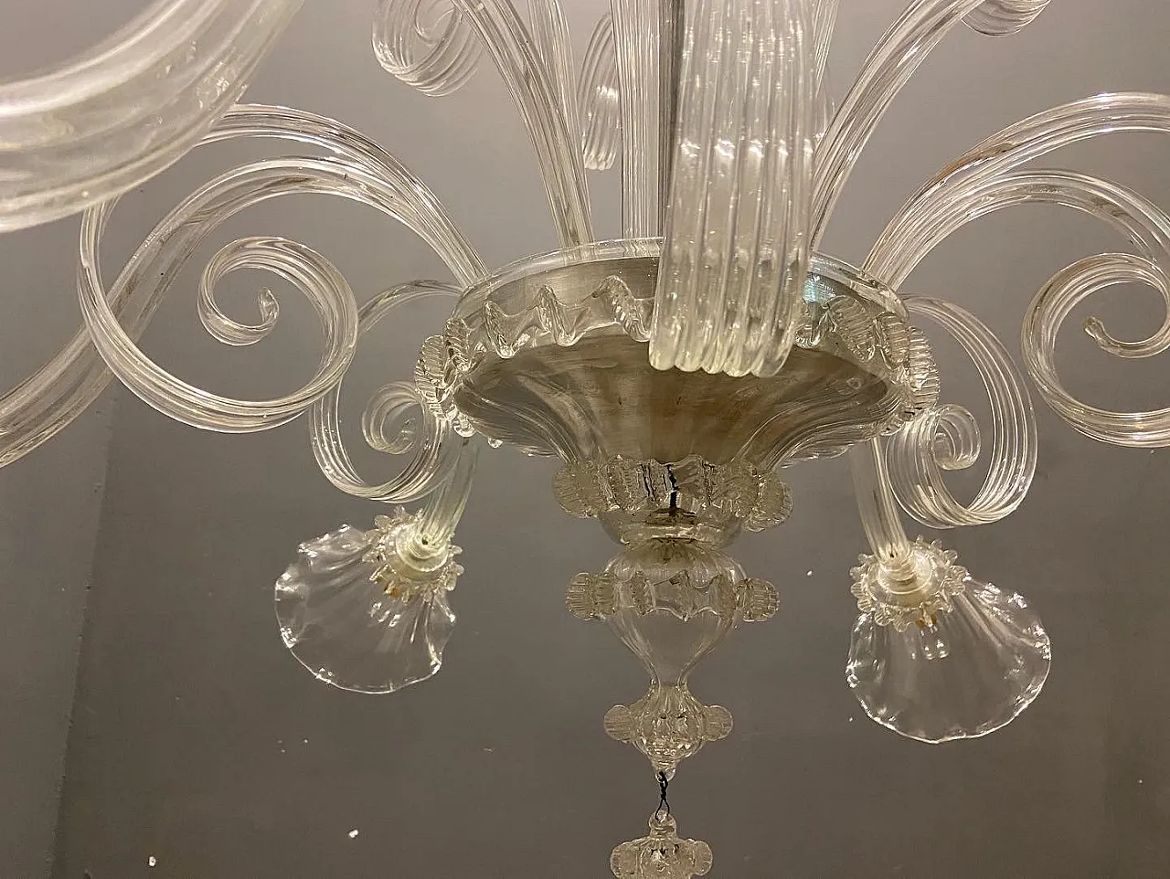 Large Murano glass chandelier, Venice, 1960s 8