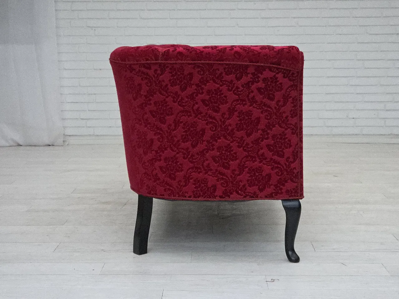 Danish 2-seater sofa in cherry red velvet, 1950s 7