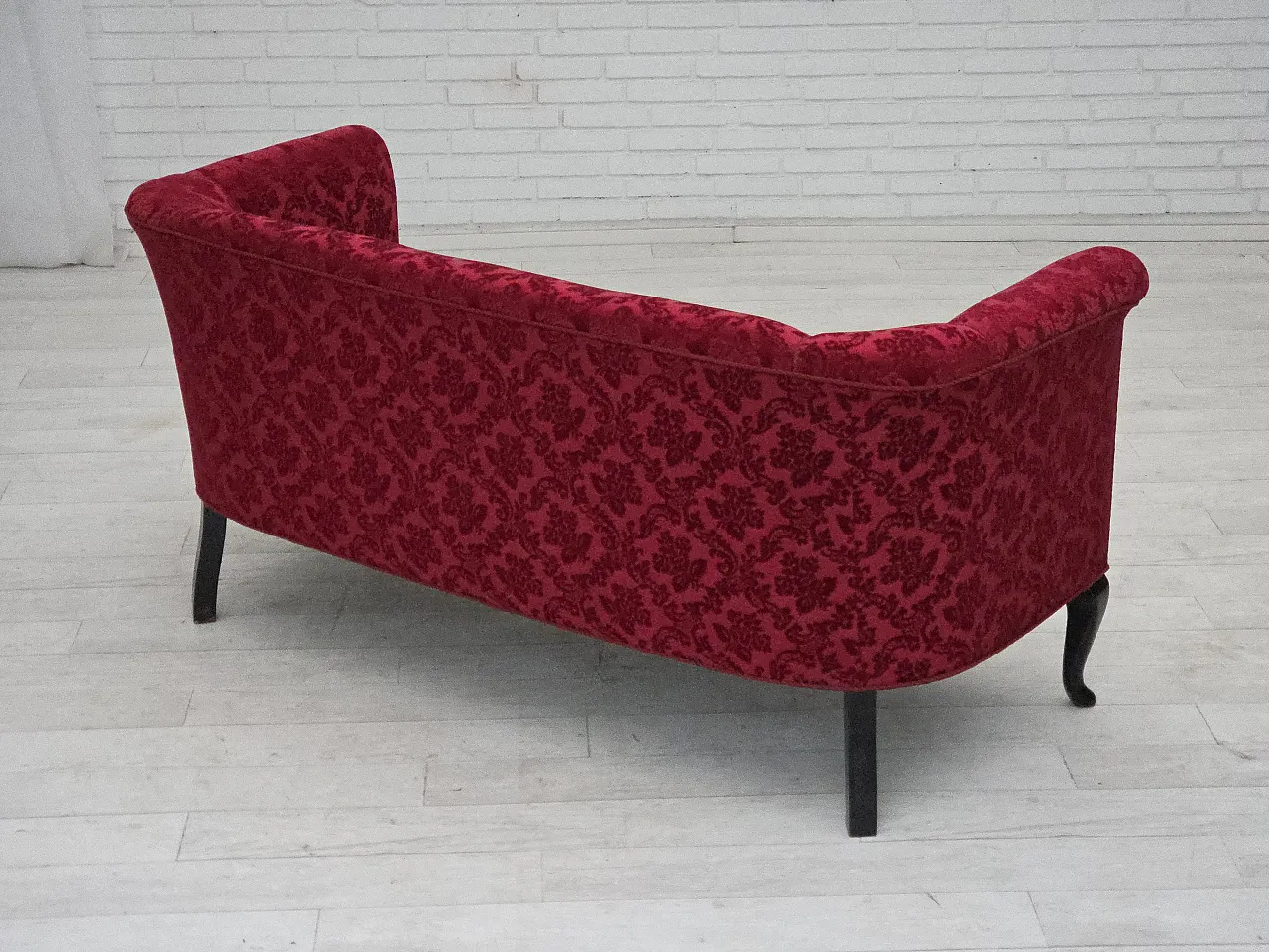 Danish 2-seater sofa in cherry red velvet, 1950s 9