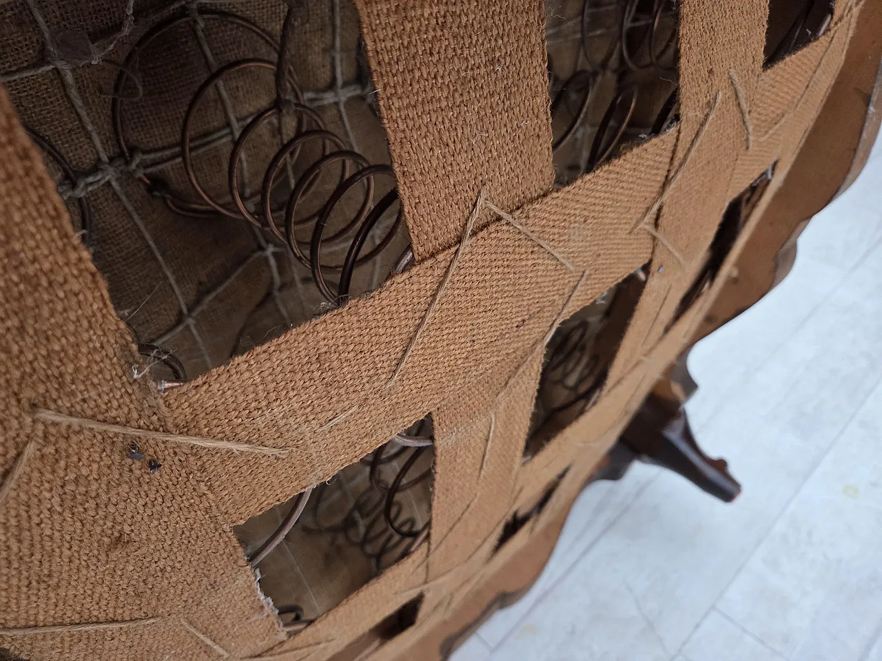 Furniture velvet and carved oak armchair, 1950s 20