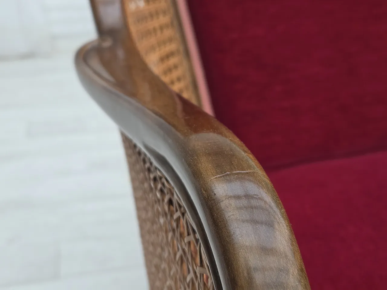 Divano danese a 3 posti, velluto, anni '50 6