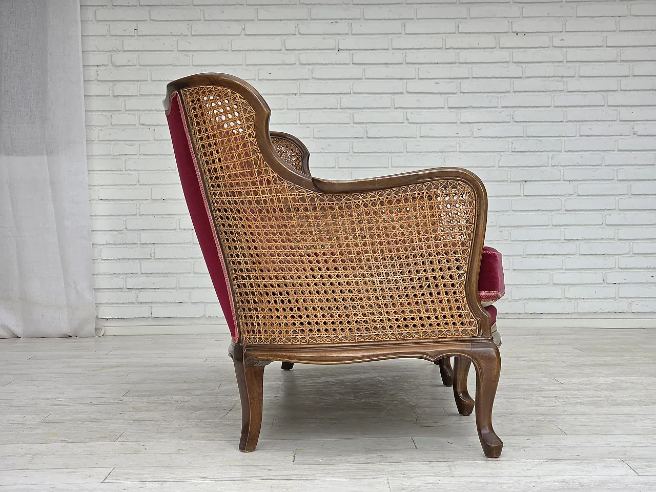 Divano danese a 3 posti, velluto, anni '50 10