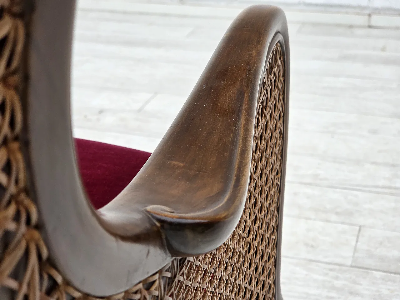 Divano danese a 3 posti, velluto, anni '50 14