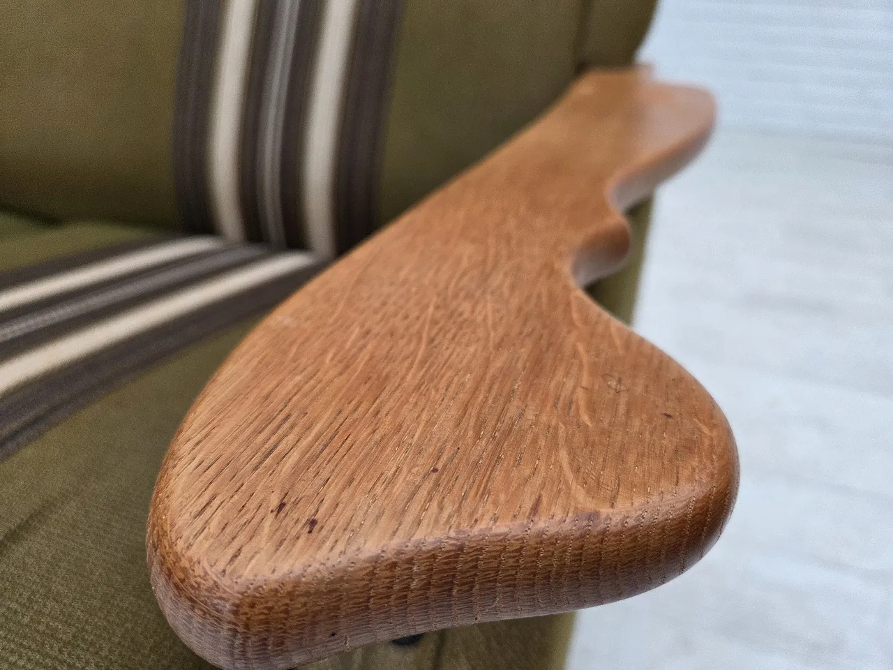 Divano danese a 2 posti lana verde quercia, anni '70 6