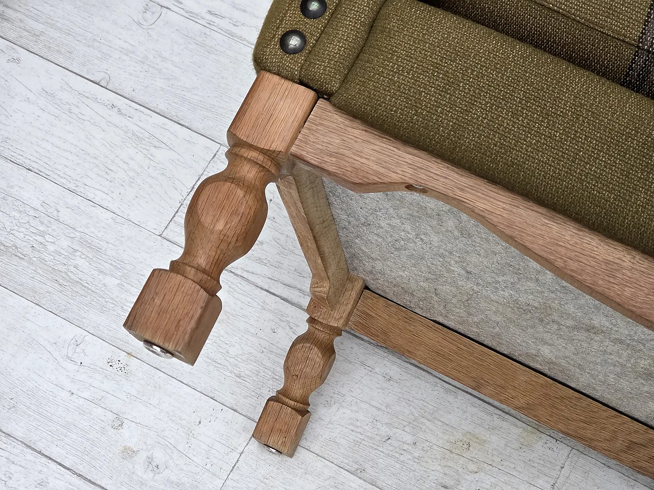 Divano danese a 2 posti lana verde quercia, anni '70 18