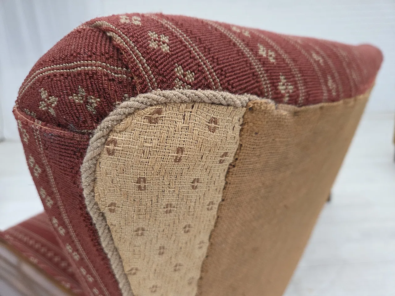 Danish 3-seater sofa in red furniture wool and beech wood, 1960s 16