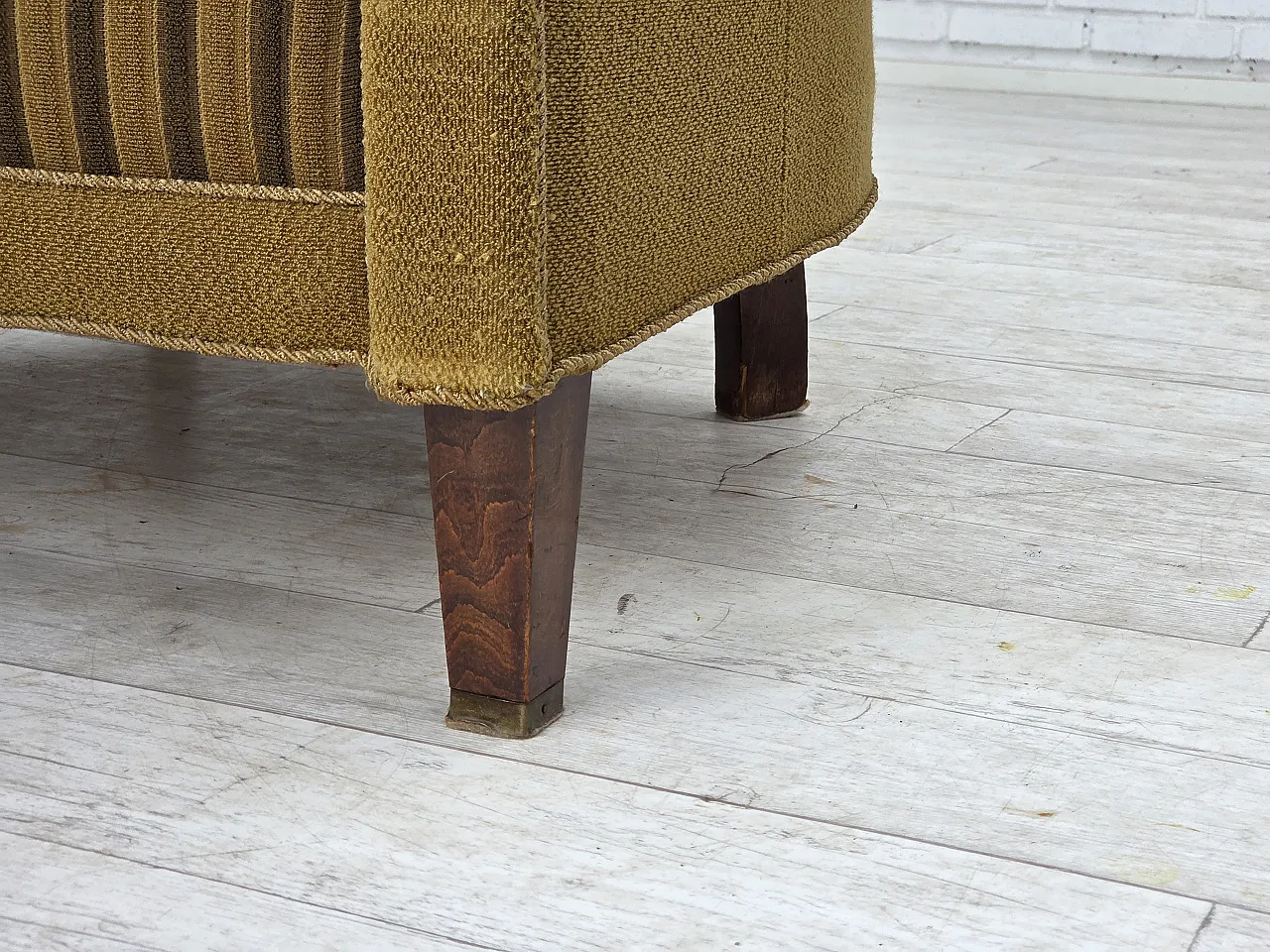 Danish relaxation armchair in green wool and ash wood, 1950s 3