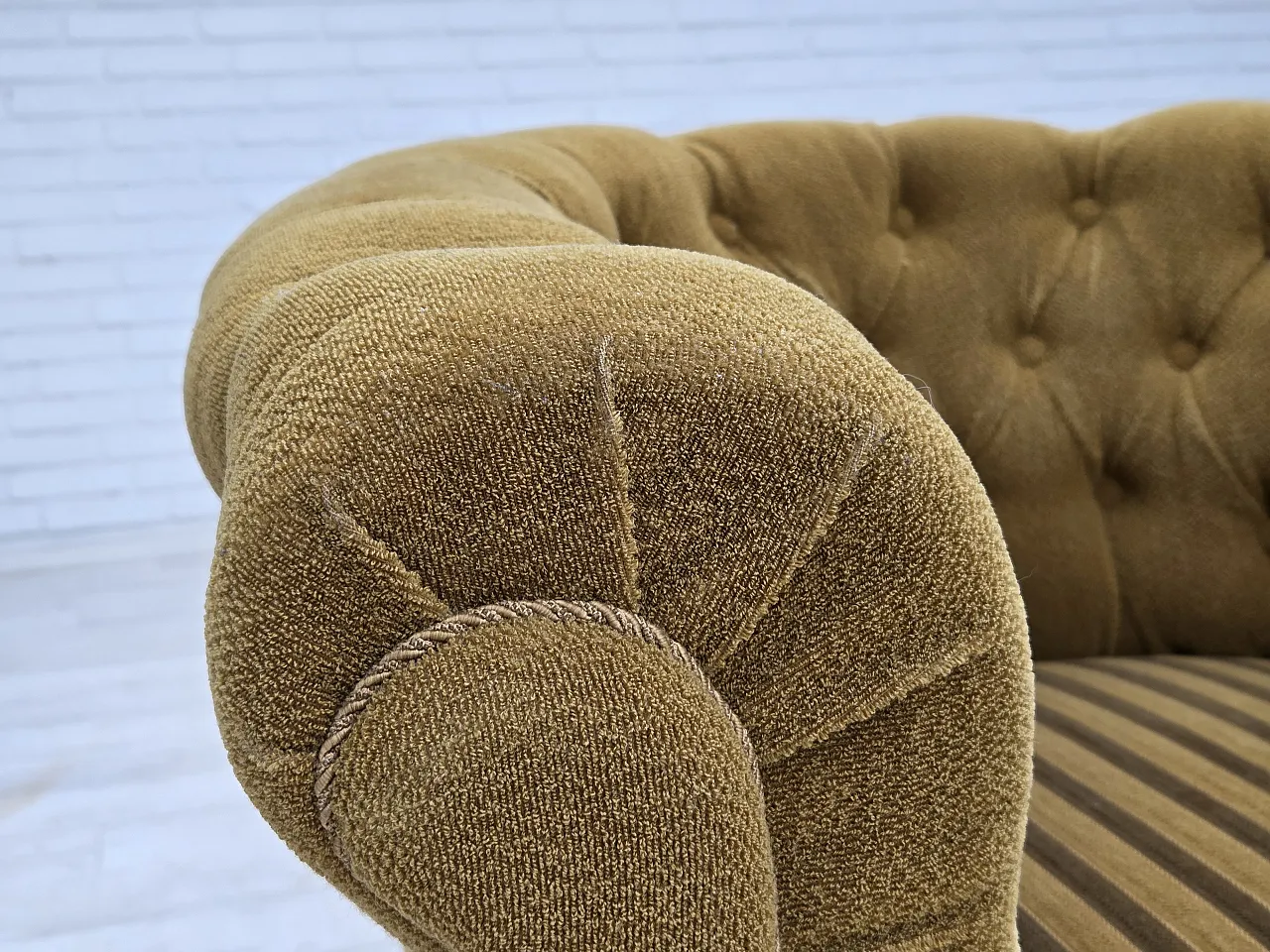 Danish relaxation armchair in green wool and ash wood, 1950s 5