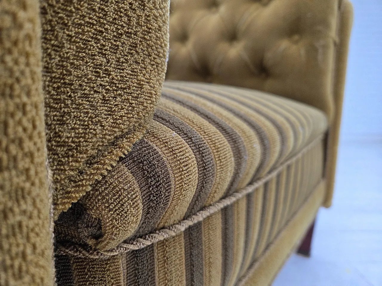 Danish relaxation armchair in green wool and ash wood, 1950s 7