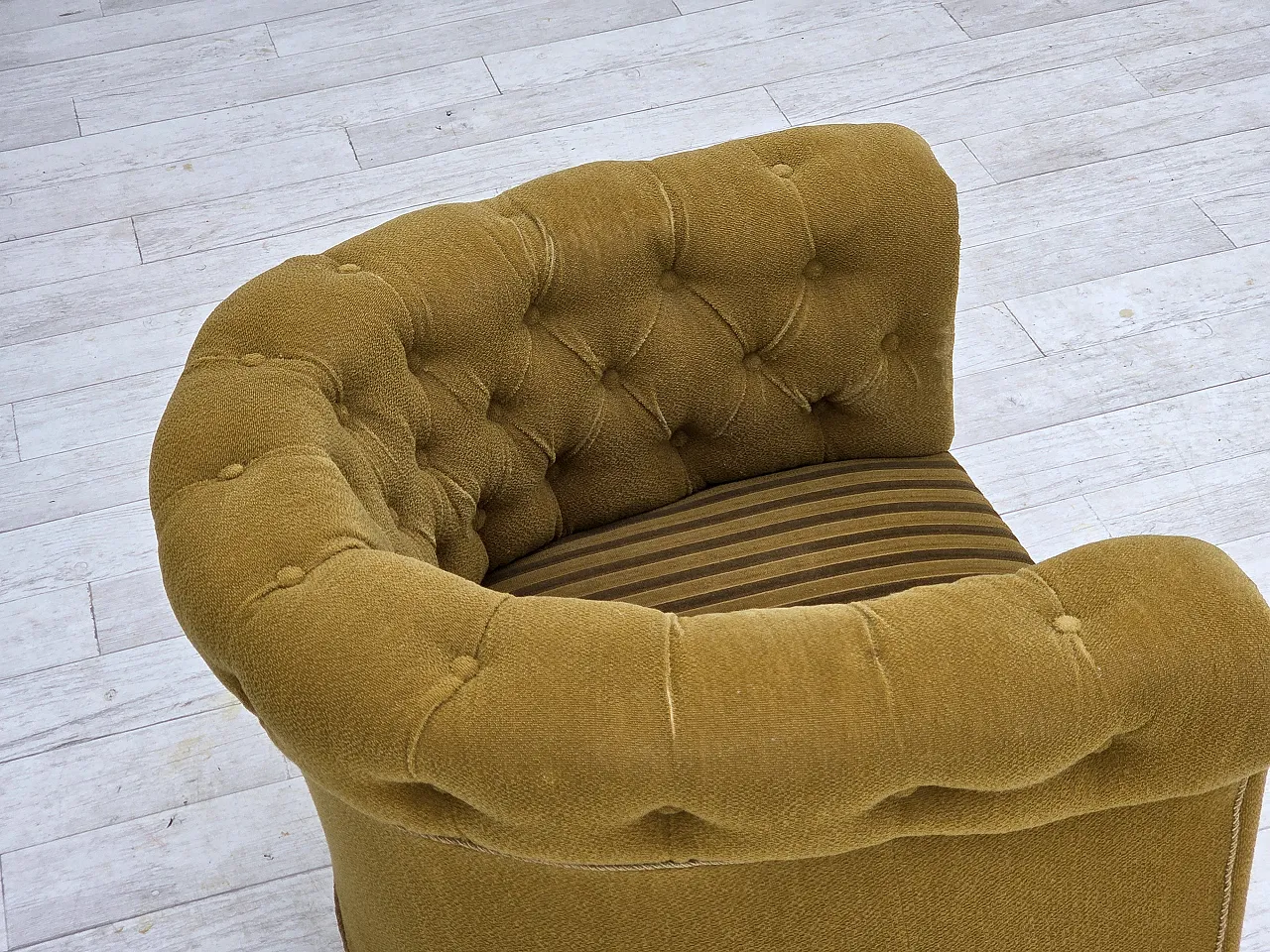 Danish relaxation armchair in green wool and ash wood, 1950s 10