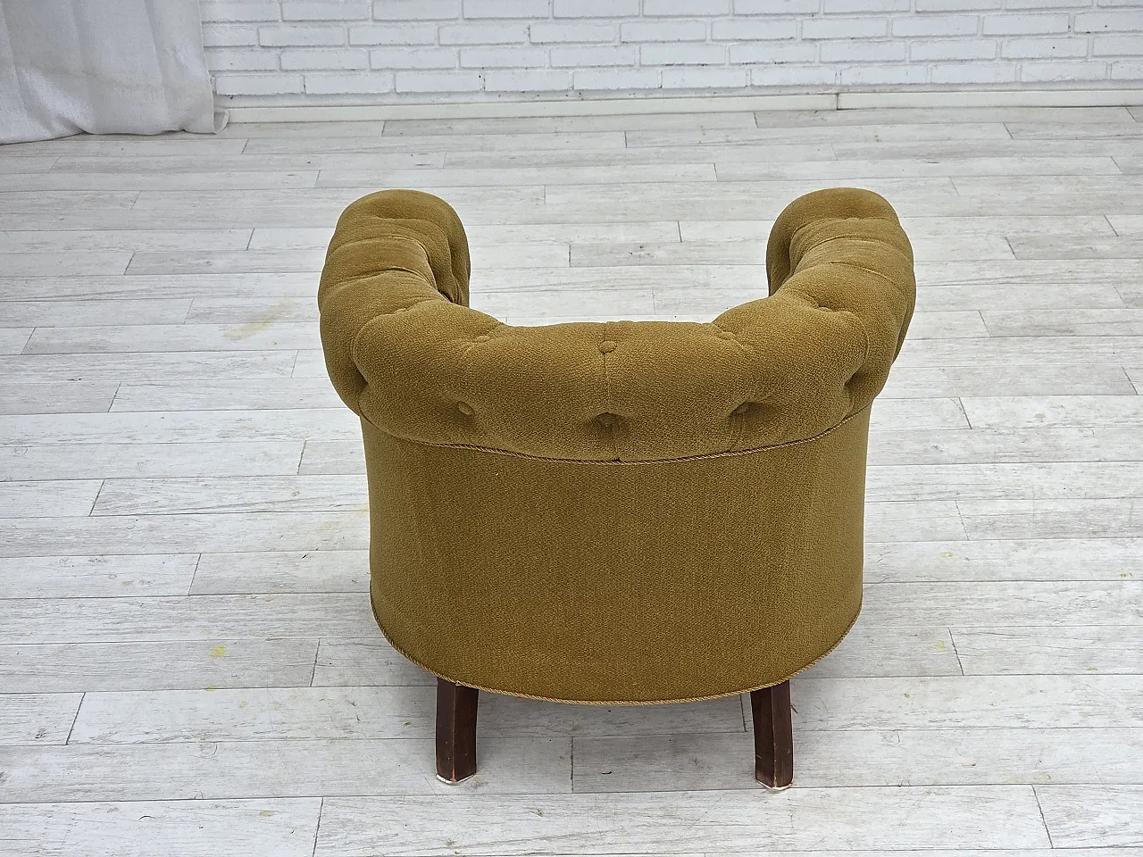 Danish relaxation armchair in green wool and ash wood, 1950s 12