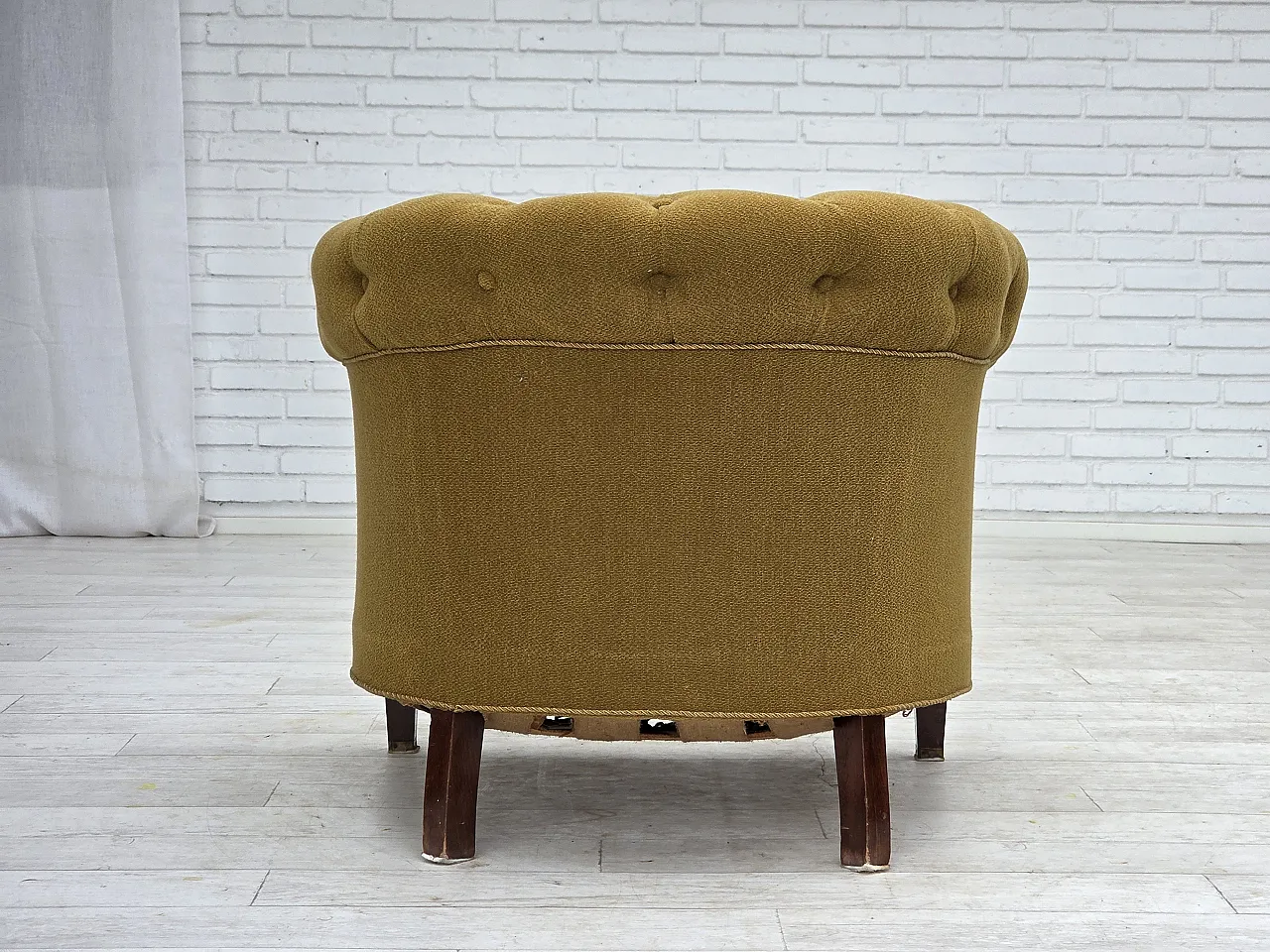 Danish relaxation armchair in green wool and ash wood, 1950s 13