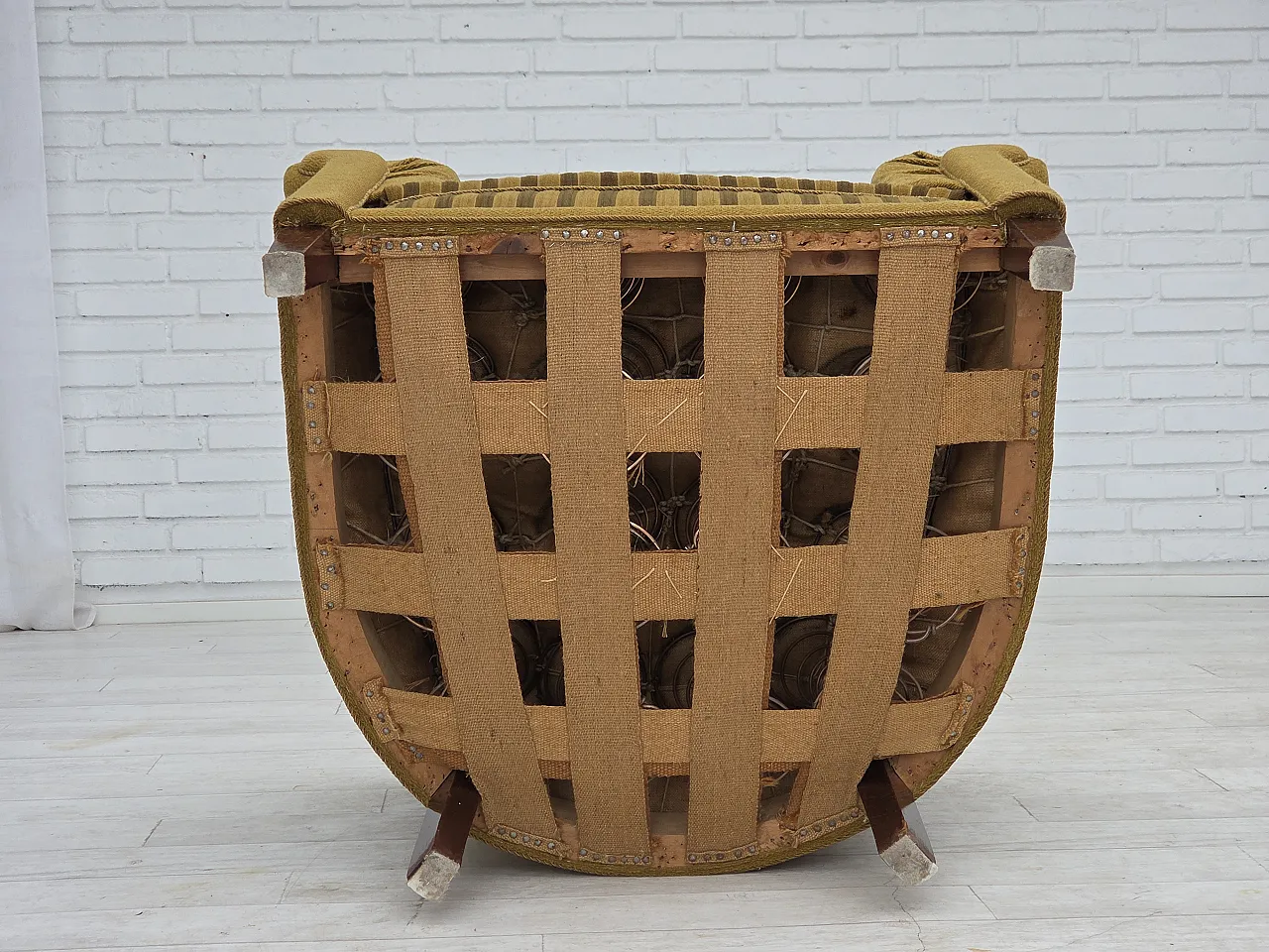 Danish relaxation armchair in green wool and ash wood, 1950s 18