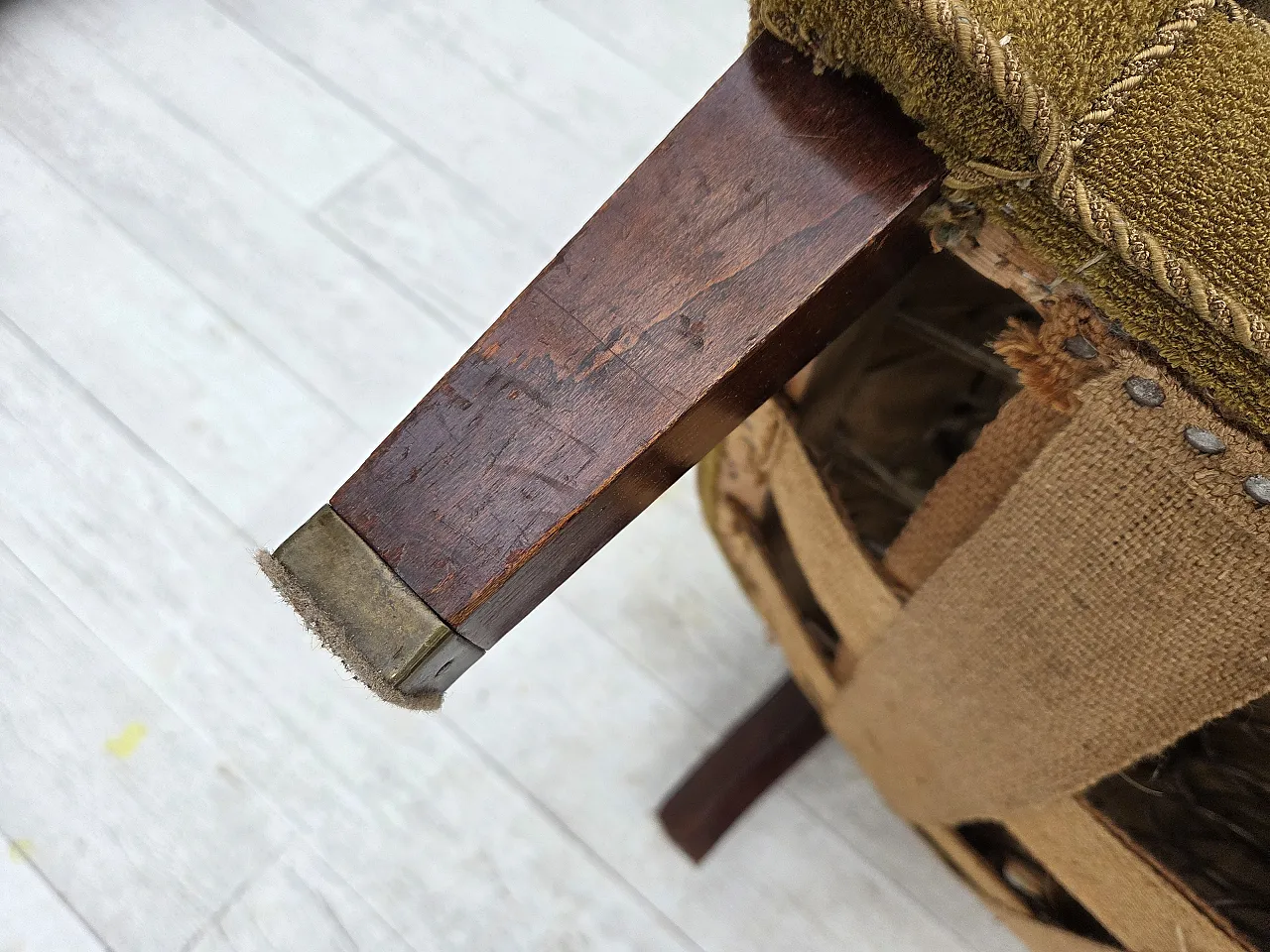 Danish relaxation armchair in green wool and ash wood, 1950s 20