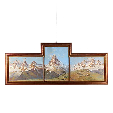 3 Dipinti ad olio su cartone, con cornice, '900