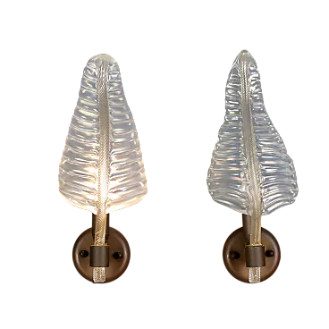 Coppia di lampade da parete in vetro di Murano, '900