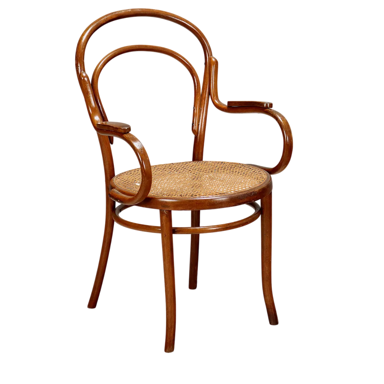 Poltrona Thonet in faggio con seduta in canna, fine '800 11