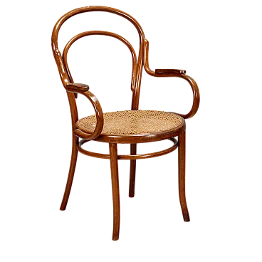 Poltrona Thonet in faggio con seduta in canna, fine '800