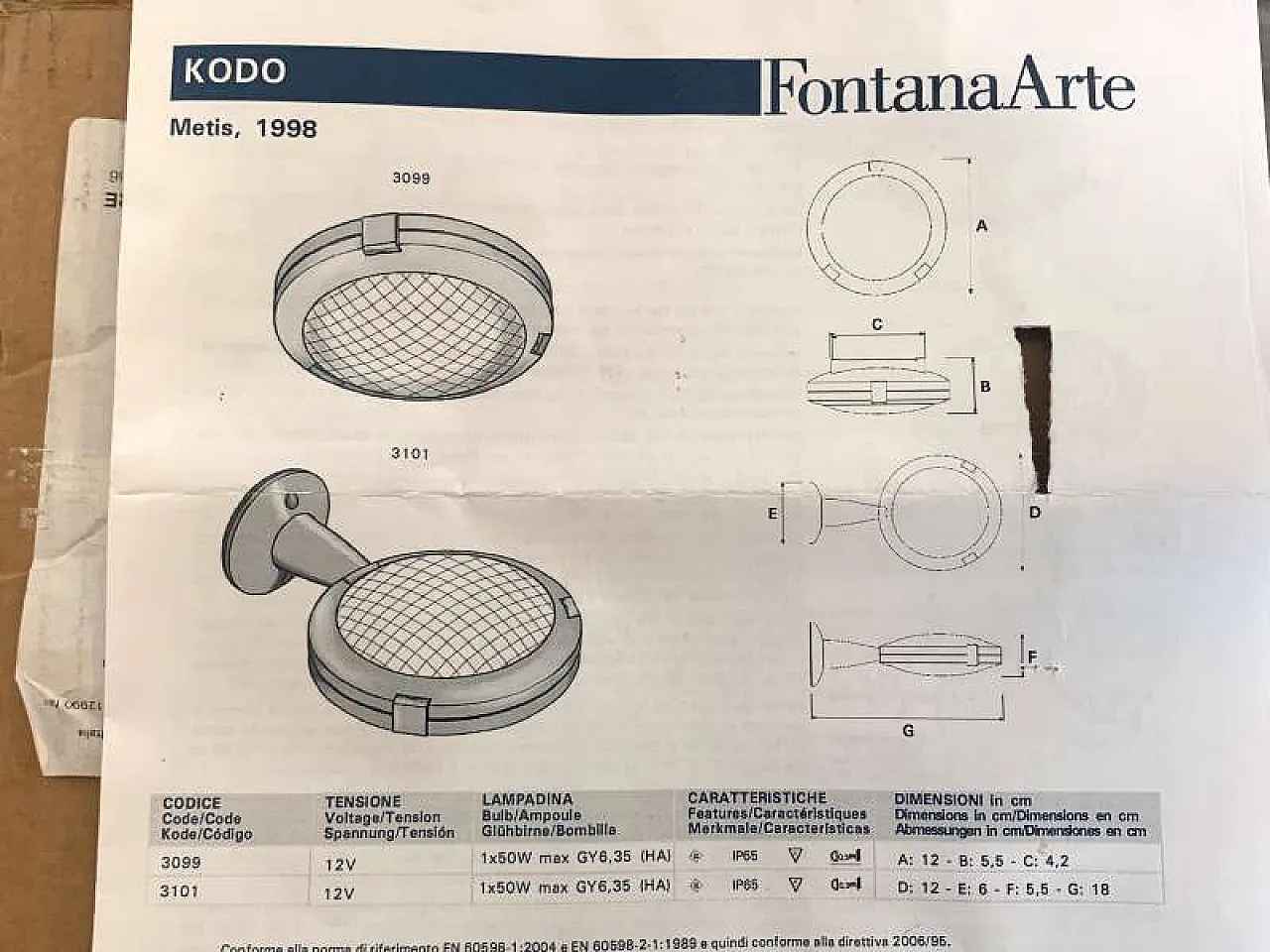Applique Kodo di Studio Metis per FONTANA ARTE, anni '90 4