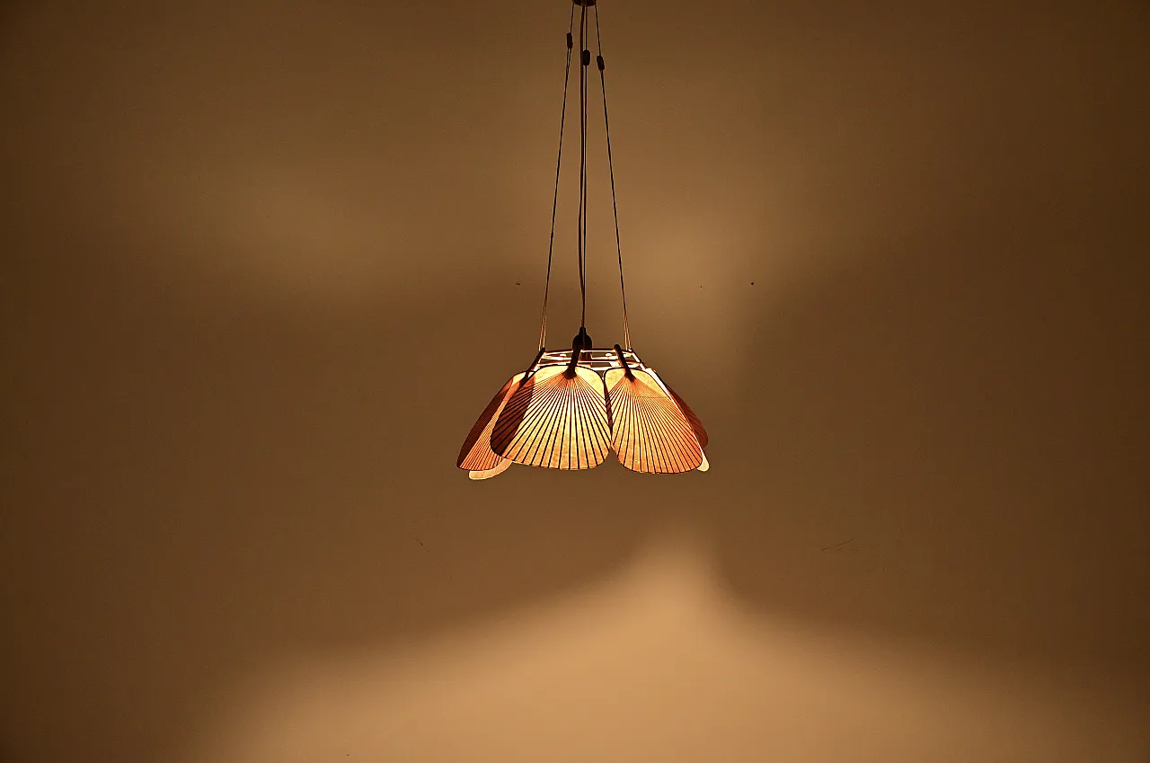 Lampada a sospensione Uchiwa "Shichi" di Ingo Maurer per Design M, anni '70 1