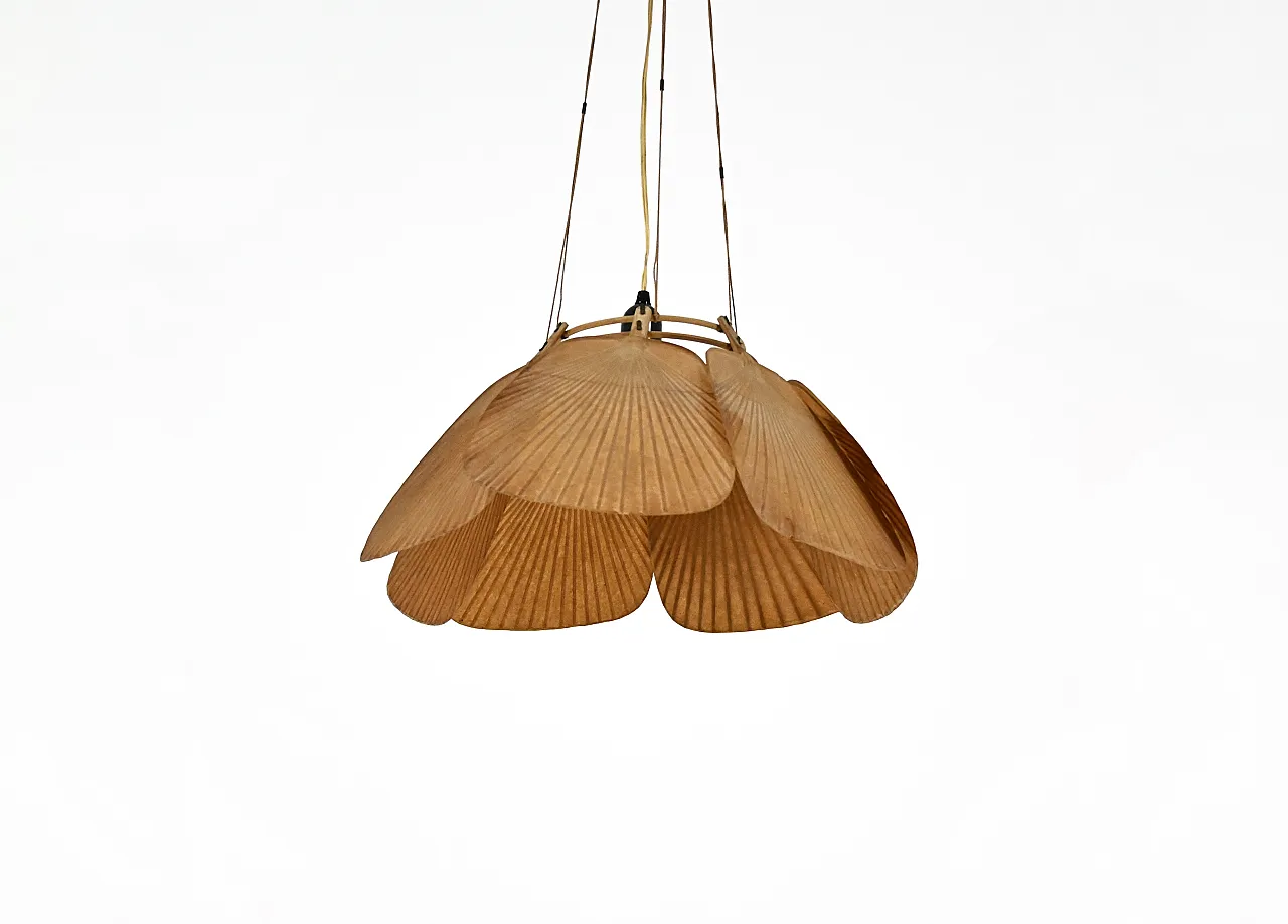 Lampada a sospensione Uchiwa "Shichi" di Ingo Maurer per Design M, anni '70 4